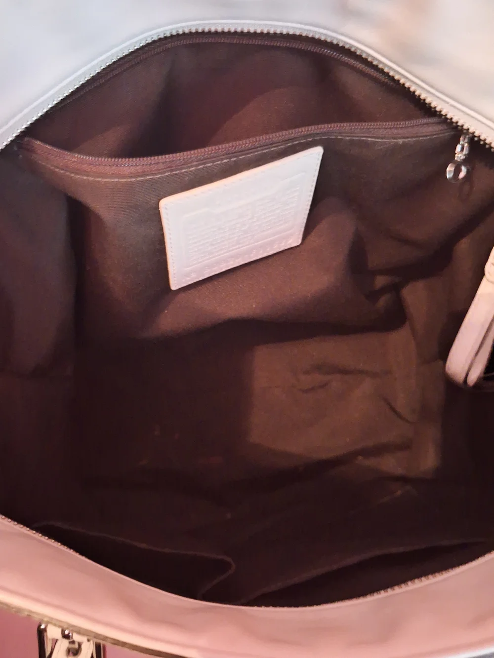 Coach White Leather Tote Bag with Signature Embossing